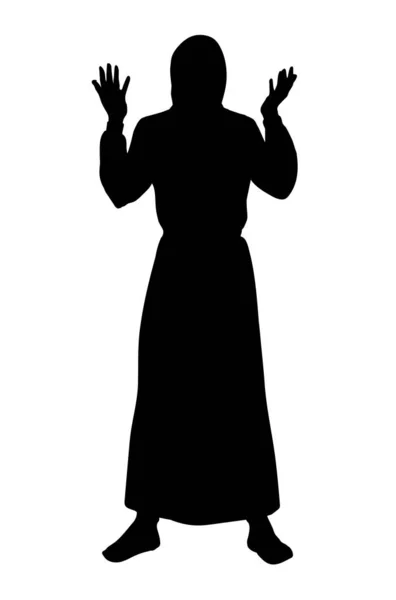 Asien Östlichen Rückenmantel Weiß Ansicht Historischen Heiligen Kerl Mönch Priester — Stockvektor
