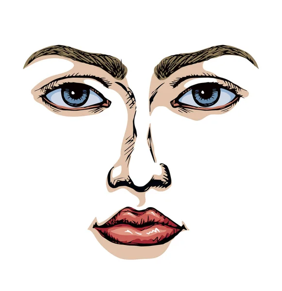 Fermer Vue Face Léger Sourire Rose Composent Toile Fond Encre — Image vectorielle