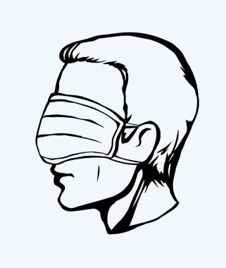 Side profile view 2019 viral flu risk deadly danger hazard ncov 19 human stop false attent safe trust faith patient truth cure. Funny fraud blind fear head nurse staff care cartoon graphic draw vector clipart