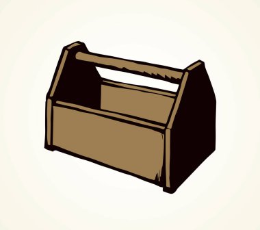 Beyaz arkaplanda yeni bir donanım tutucu nesnesi oluştur. Freehand ana hatlarıyla siyah mürekkep çizimi logo amblemine yardımcı olur. Piktogram resim retro çizim biçimi ile kağıt üzerinde metin için yalak besler. Yakından bak