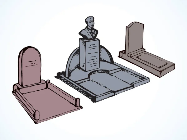 Envejecido Grunge Cemetary Cabeza Sitio Pared Diseño Objeto Vista Blanco — Vector de stock