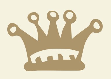 Klasik lüks zenginlik ödülü. Asil korona şapka ödülü. Beyaz arka planda izole edilmiş. El yazısıyla çizilen resim, kağıda eski moda karalama tarzı kalemle çizilmiş. Metin için alanı olan yakın görünüm