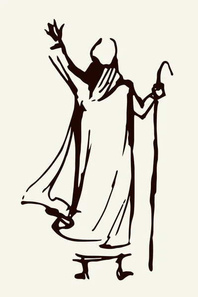 Антична Ішемічна Ікона Лідера Чоловічого Права Рабин Рука Персоналу Жестів — стоковий вектор