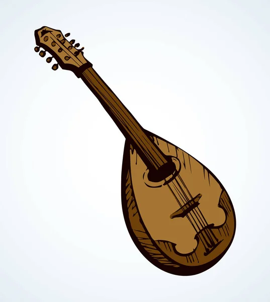 Close Zicht Grote Oude Pluk Strum Akkoord Ukulele Mandola Freehand — Stockvector