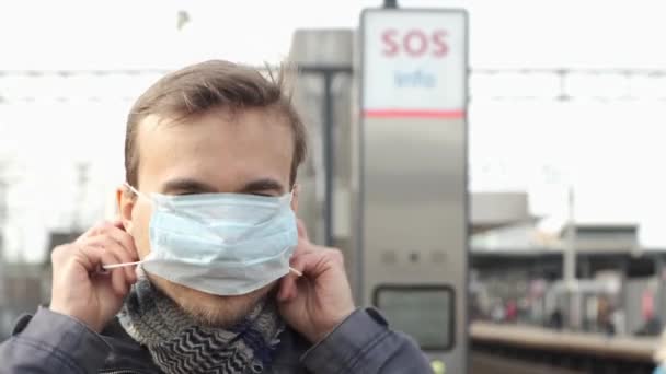 Hastalık Salgını Coronavirus Covid Salgını Virüs Koruması Hava Kirliliği Yetişkin — Stok video