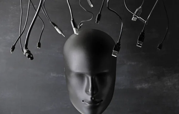 Digitalización Chipización Inteligencia Artificial Concepto Cyborg Futurista Color Negro Total — Foto de Stock