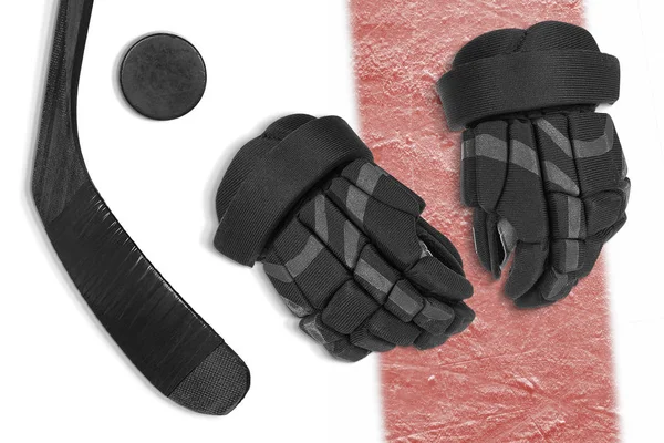 Set su accessori da hockey su ghiaccio — Foto Stock