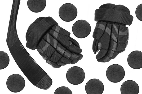 Accessoires de hockey sur fond blanc — Photo