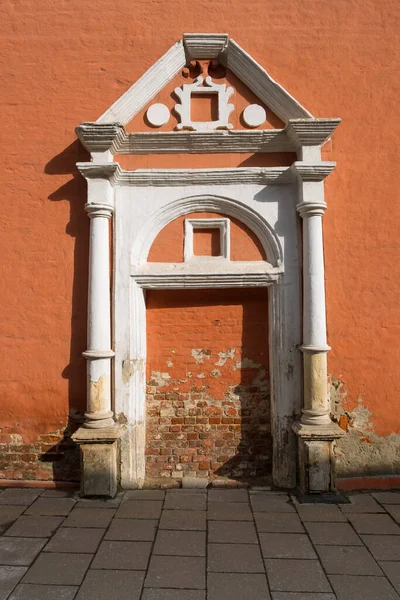 Brick Fragment Wall Monastery Building Gate Architecture Exterior Background — Stock Photo, Image