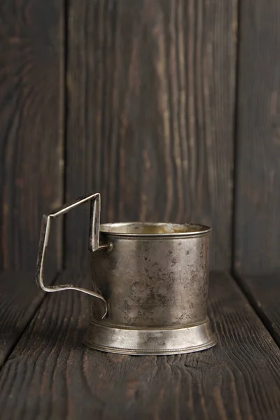 Antique Silver Tea Accessory Closeup Texture Background — Stock Photo, Image