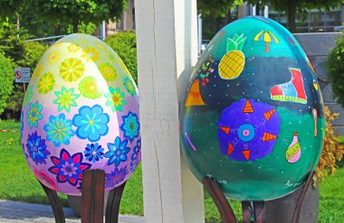 Boyalı yumurta. Büyük Paskalya yumurta Sofievskaya Meydanı sokak Festivali