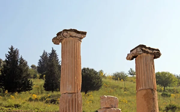 Colunas de um templo antigo em Éfeso na Turquia — Fotografia de Stock