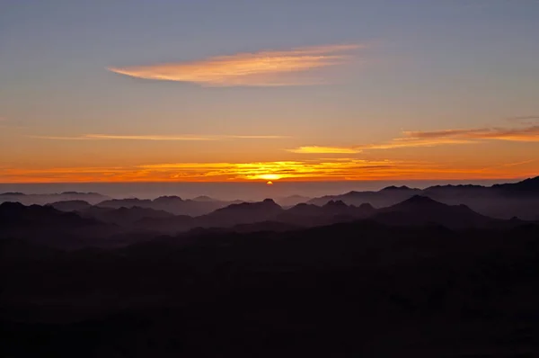 Panorama rocks of holy ground Mount Sinai on the sunrise, Egypt — Stock Photo, Image