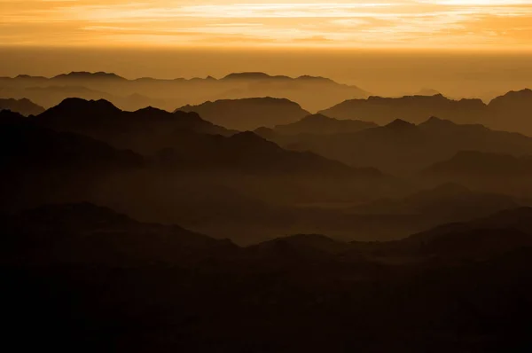 Panorama rocks of holy ground Mount Sinai on the sunrise, Egypt — Stock Photo, Image