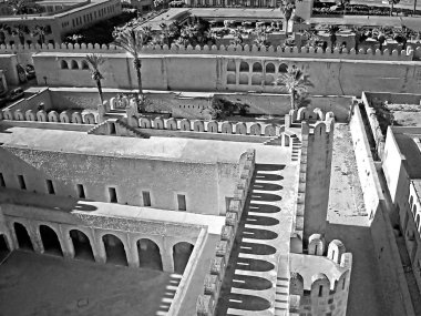 Üstten Görünüm Sousse, Tunus Medina üzerine. Siyah ve beyaz