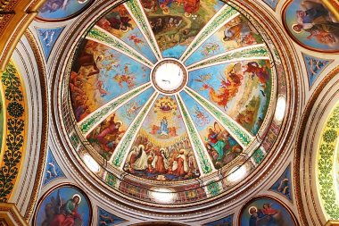 The Dome interior of the Stella Maris Monastery or the Monastery of Our Lady of Mount Carmel in Haifa. The monastery belongs to the Order of the Barefoot Carmelites of the 19th century clipart