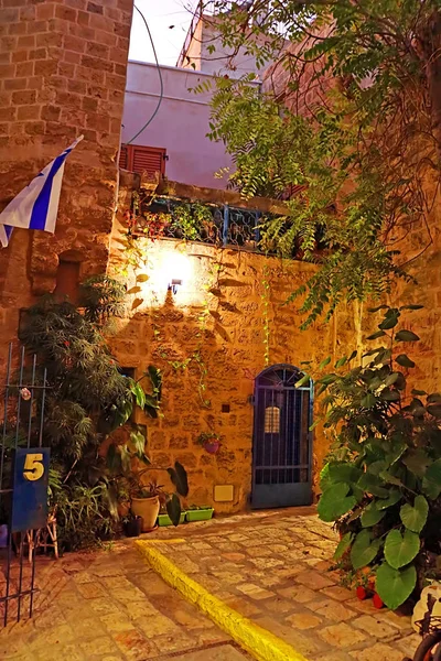 Stare miasto Jaffa w Tel Awiwie z kamienia w nocy, Izrael — Zdjęcie stockowe