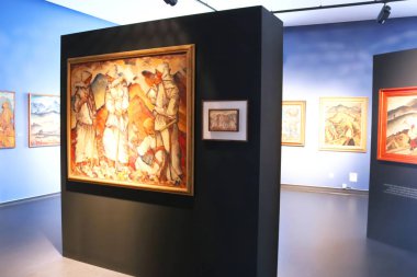 Bratislava, Slovakya - 01 Eylül 2019: Bratislava Şatosu Hrad içinde sergi. Şimdi Slovakya Ulusal Müzesi oldu.