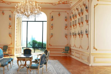 Bratislava, Slovakya - 01 Eylül 2019: Bratislava Kalesi 'nin İçi (Hrad). Şimdi Slovakya Ulusal Müzesi oldu.