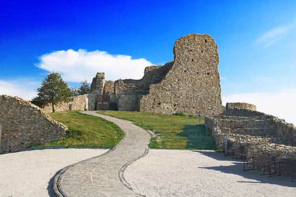 Ruinas del castillo de Devin cerca de la ciudad Bratislava, Eslovaquia. Dev n castillo es uno de los castillos más antiguos de Eslovaquia —  Fotos de Stock