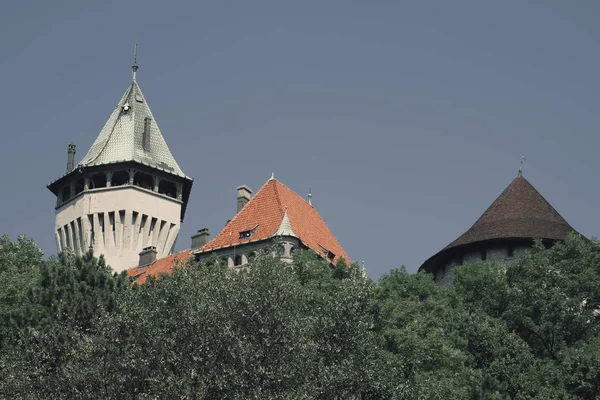 Górny widok na Zamek Smolenice w lecie w pobliżu miasta Smolenice, Słowacja — Zdjęcie stockowe