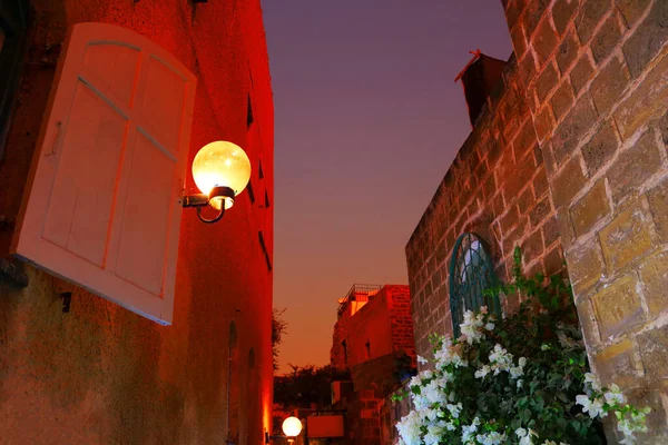 Lâmpada Vista Rua Pedra Cidade Velha Jaffa Tel Aviv Israel — Fotografia de Stock