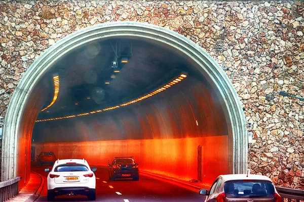 Israel September 2017 Cars Enter Mount Highway Tunnel Way Jerusalem — Stock Photo, Image