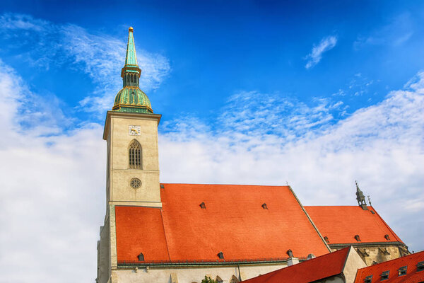 Saint Martin's cathedral in Bratislava, Slovakia. Cloudy weather