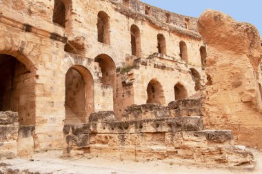 Tunus, Kuzey 'deki El Jem amfitiyatrosunun bir parçası. UNESCO dünya mirası sahası