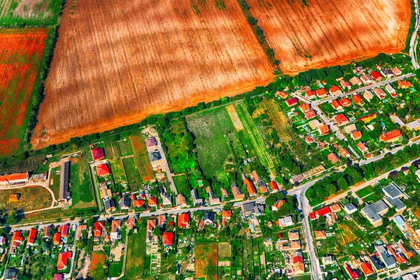 Bratislava Slovakya Yakınlarındaki Köy Tarım Alanlarının Üst Görüntüsü Drone Görünümü — Stok fotoğraf