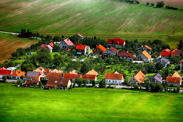 Vista Aldeia Perto Smolenice Verão Eslováquia Vista Para Drones — Fotografia de Stock