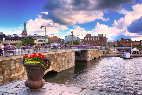 Stockholm Sweden Augaugust 2013 City Hall Bridge New Kungsholm Bridge — 스톡 사진