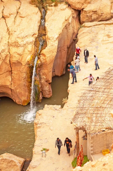 Sahara Tunisia May 2008 Swimmer Jumped Water Narrow Gorge Northern — Stock Photo, Image