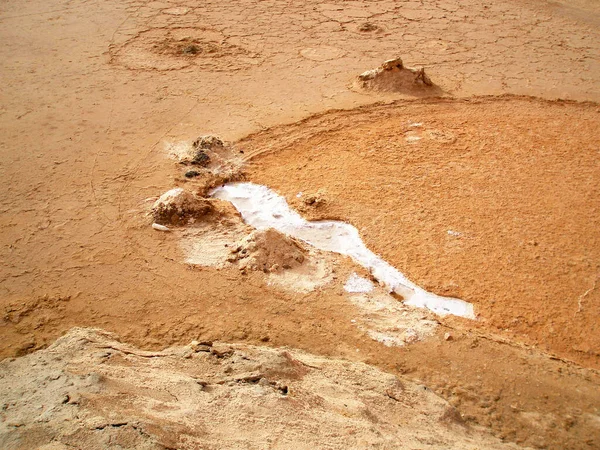 Vista Terra Arenosa Seca Com Sal Norte Tunísia África — Fotografia de Stock