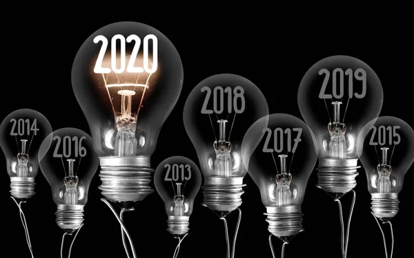 Yeni Yıl 2020 Ampulleri — Stok fotoğraf