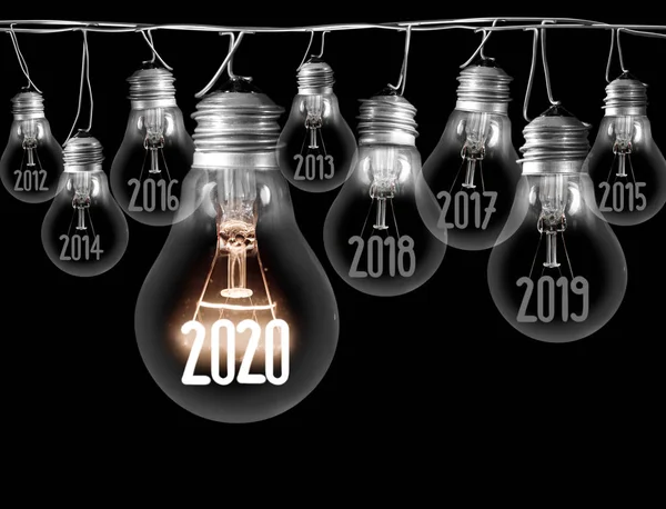 Yeni Yıl 2020 Ampulleri — Stok fotoğraf