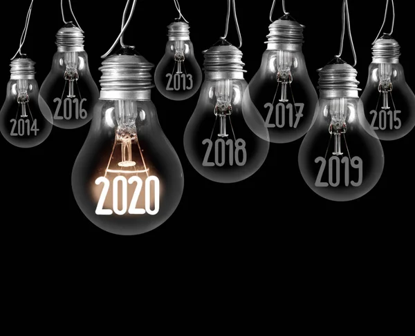 Lampadine con Capodanno 2020 — Foto Stock