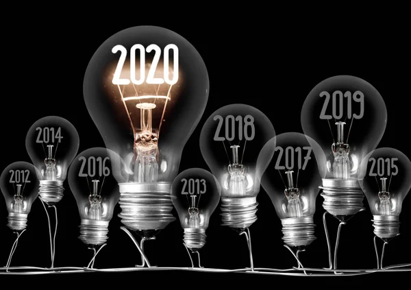 Yeni Yıl 2020 Ampulleri — Stok fotoğraf