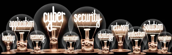 Group Light Bulbs Shining Fibers Shape Cyber Solution Network Application — Stock Photo, Image