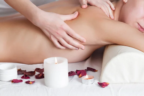 Back massage of a woman close up — Stock Photo, Image