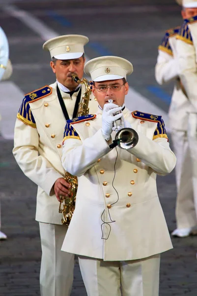 Moscú Rusia Septiembre Trompetista Una Banda Militar Festival Internacional Música —  Fotos de Stock