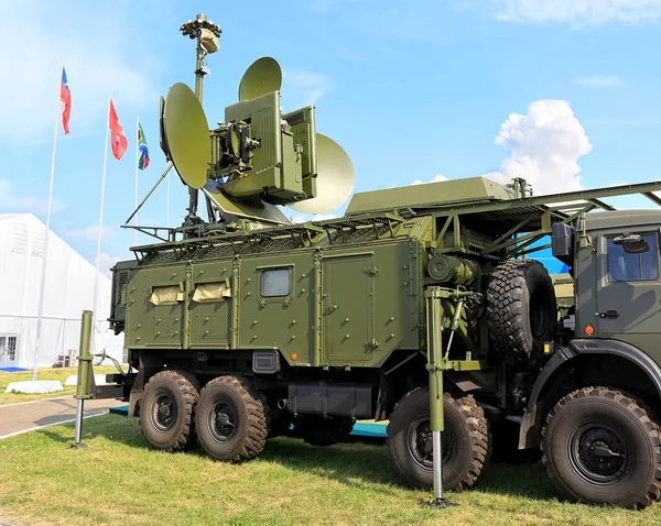 Περιφέρεια Μόσχας Αυγούστου Επίγεια Στρατιωτική Ραδιοηλεκτρονική Μονάδα Καταστολής Φορτηγών Στο — Φωτογραφία Αρχείου