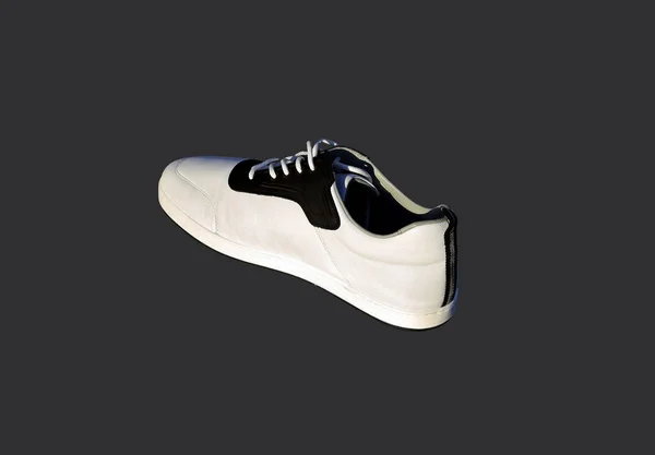 Sapato Cruzado Esportes Brancos Com Aplique Laço Preto Sola Engrossada — Fotografia de Stock