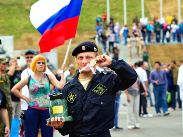 Moscow Region Russia August Commander Best Tank Crew Winner Competition — Φωτογραφία Αρχείου