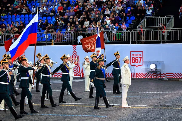 Moscú Rusia Septiembre Músicos Orquesta Militar Guardias Uniforme Ceremonial Festival —  Fotos de Stock