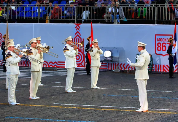 Moscú Rusia Agosto Marzo Banda Militar Festival Internacional Música Militar —  Fotos de Stock