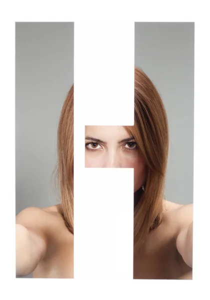 Портрет женщины буквы "H" — стоковое фото
