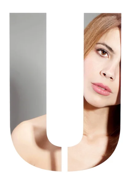 Портрет женщины буквы "U" — стоковое фото