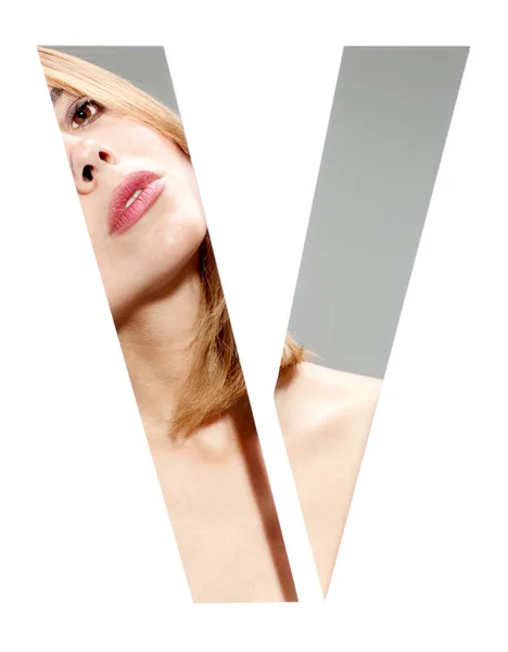 Lettera "V" ritratto femminile — Foto Stock