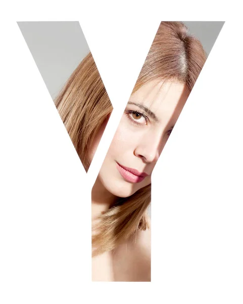 字母"Y"女性肖像 — 图库照片